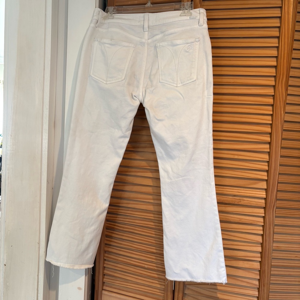 DL1961 Lara Cropped Flare White Jeans size 29 Denim Raw Hem Spring Summer - Picture 4 of 12